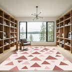 Terracotta Pink Geometric Triangles Rug