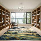 Dramatic Smoky Clouds Over Rolling Hills Rug