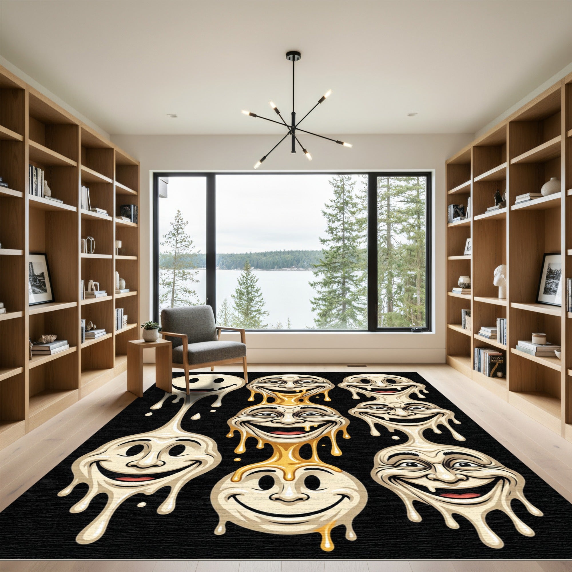 Melting Surreal Cream Faces Creepy Art Rug