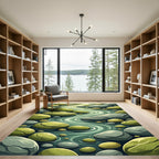 Serene Green River Stone Flow Rug