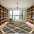 Modern Tan Gray Interlocking Squares Rug