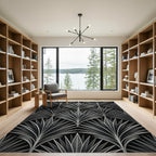 Art Deco Silver Fan Leaf Rug