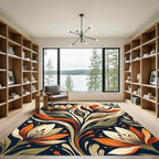 Art Nouveau Burnt Orange Floral Meadow Rug
