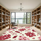 Abstract Red Speckled Organic Shapes Rug