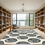 Minimalist Bone Icon Gray Pet Bowl Rug