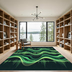 Green Electric Waveform Ripples Rug