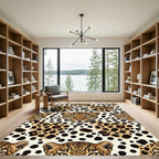 Golden Leopard Spots Animal Print Rug