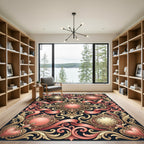 Ornate Golden Pink Timepiece Garland Rug