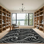 Monochrome Art Deco Wave Arch Rug