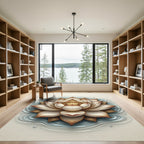 Golden Lotus Flower Water Ripples Rug