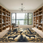 Majestic Forest Deer Wildlife Landscape Rug