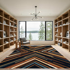 Abstract Copper Geometric Angular Lines Rug