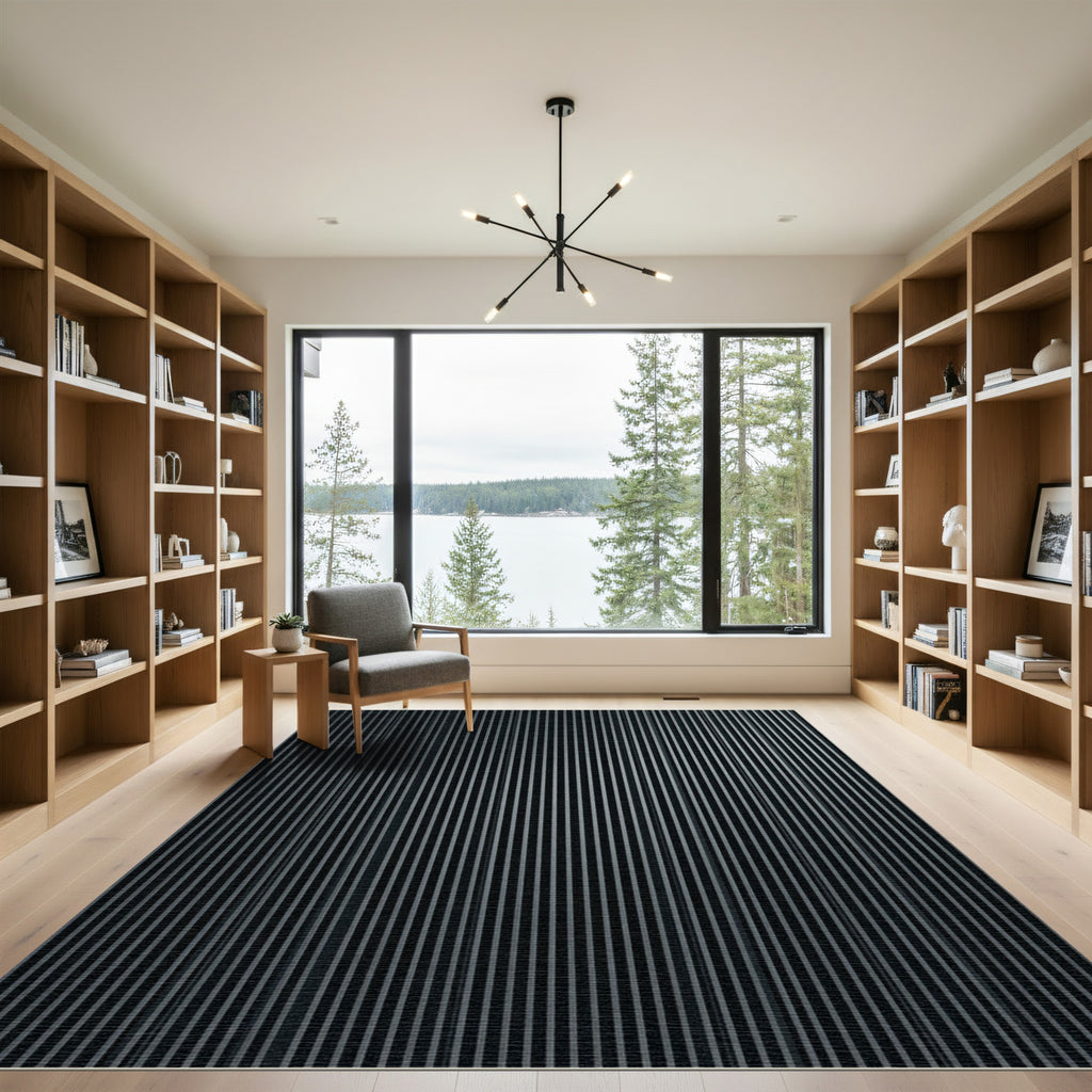 Modern Gray Vertical Stripe Rug