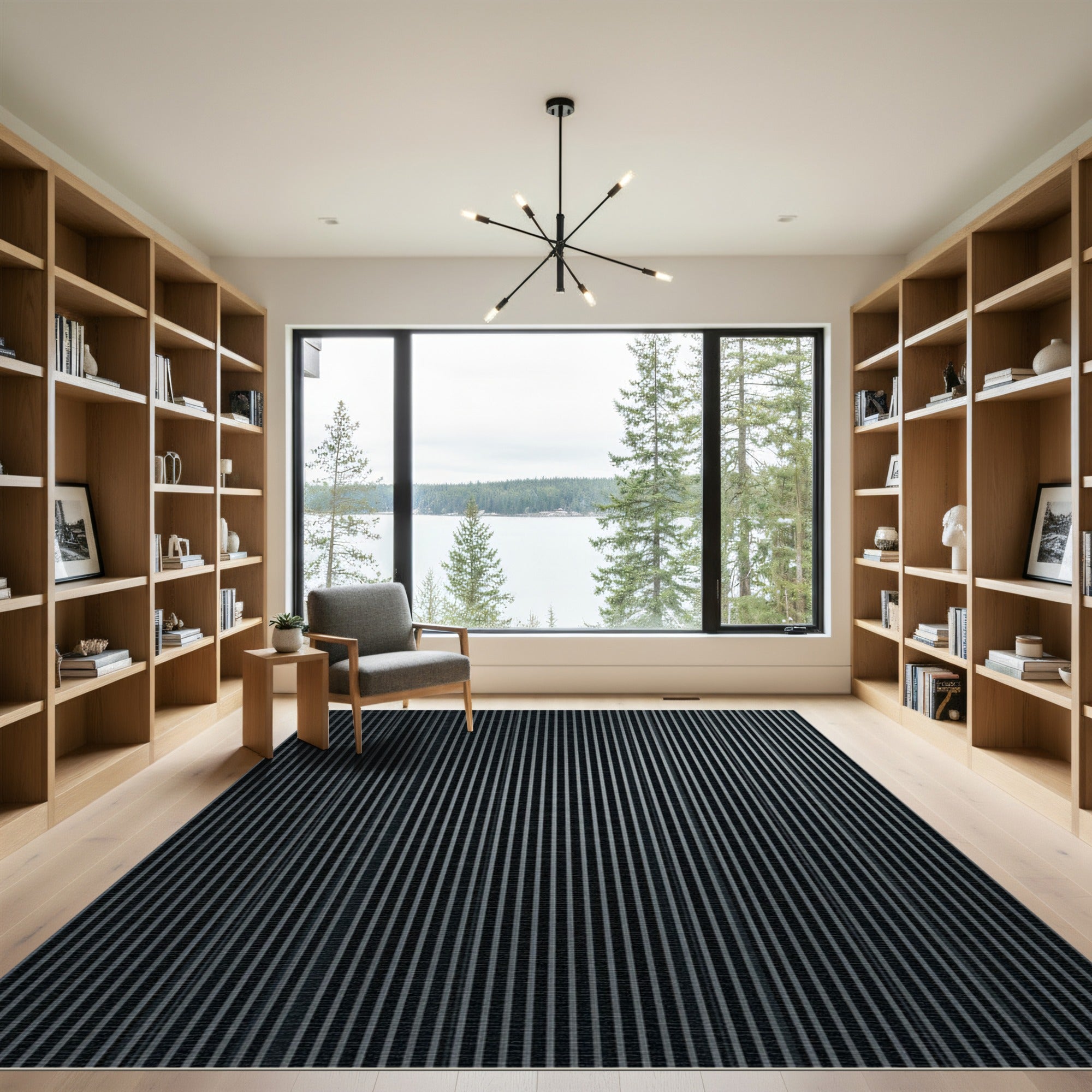 Modern Gray Vertical Stripe Rug