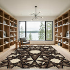 Intricate Bronze Geometric Celestial Star Rug