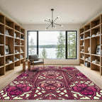 Rich Magenta Quatrefoil Arch Lattice Rug