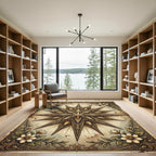 Gilded Celestial Star Floral Art Rug