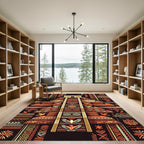 Geometric Aztec Temple Earthy Orange Area Rug