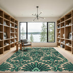 Emerald Green Damask Scroll Rug