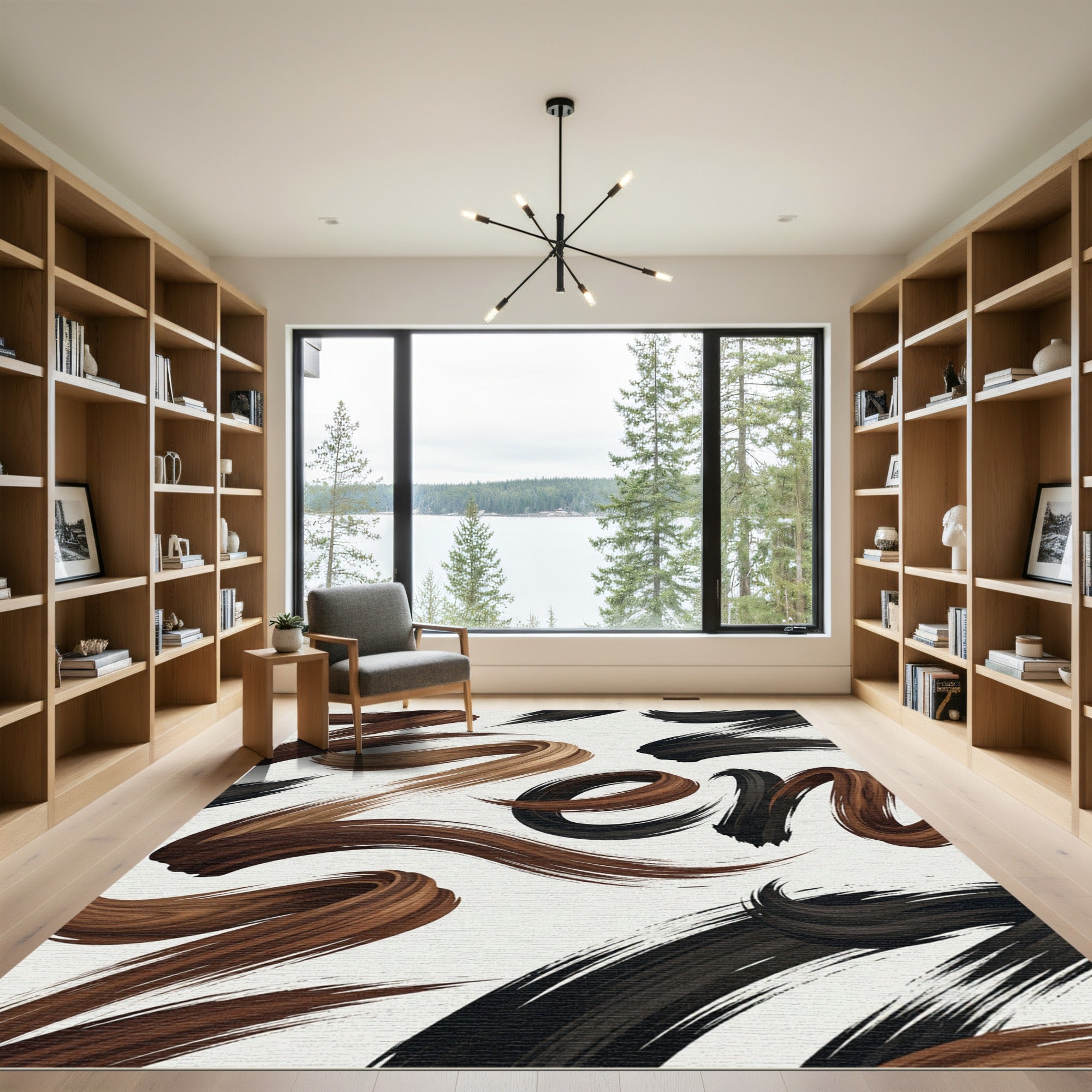 Earth Tones Brushstroke Swirl Rug