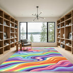 Vibrant Multicolored Surreal Rainbow Mountain Landscape Rug
