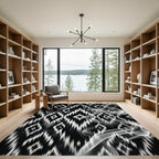 Black White Jagged Geometric Smoke Rug
