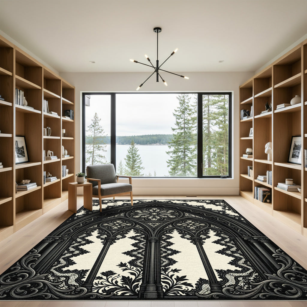 Gothic Cathedral Noir Lace Archway Rug