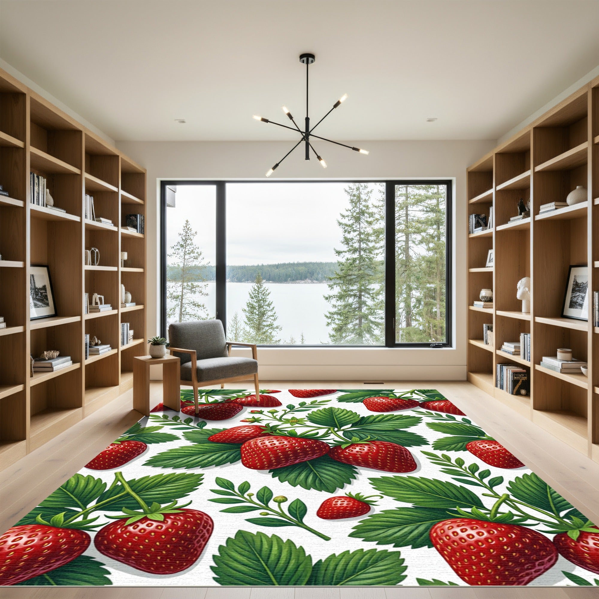 Vibrant Red Strawberry Garden Botanical Rug