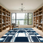 Nautical Yacht Deck Striped Blue Rug