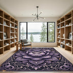 Ornate Purple Lotus Floral Mandala Rug