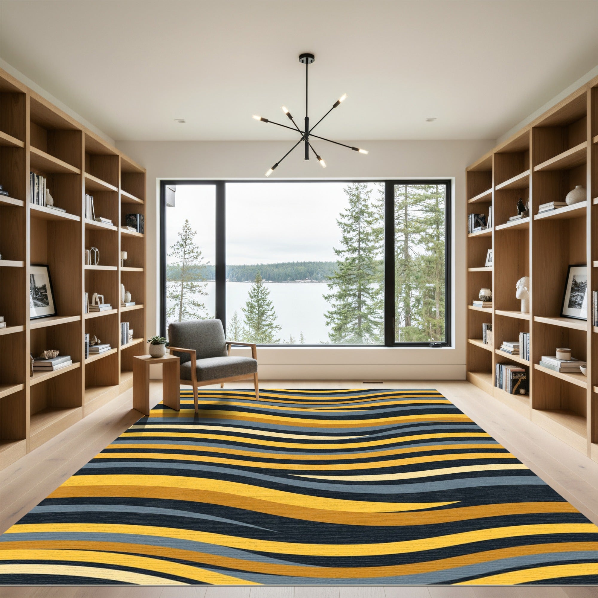 Gold Mustard Slate Wave Surface Rug