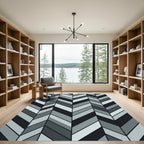 Monochromatic Gray Herringbone Geometric Rug
