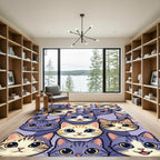 Adorable Cats Lavender Whimsical Faces Rug
