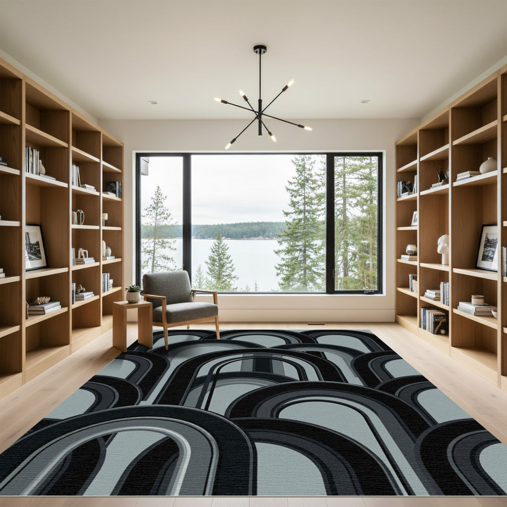 Art Deco Black Arch Overlapping Rug