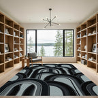 Art Deco Black Arch Overlapping Rug