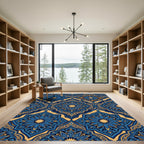 Royal Blue Damask Gold Mandala Rug