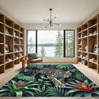Exotic Tiger Amidst Lush Green Foliage Rug