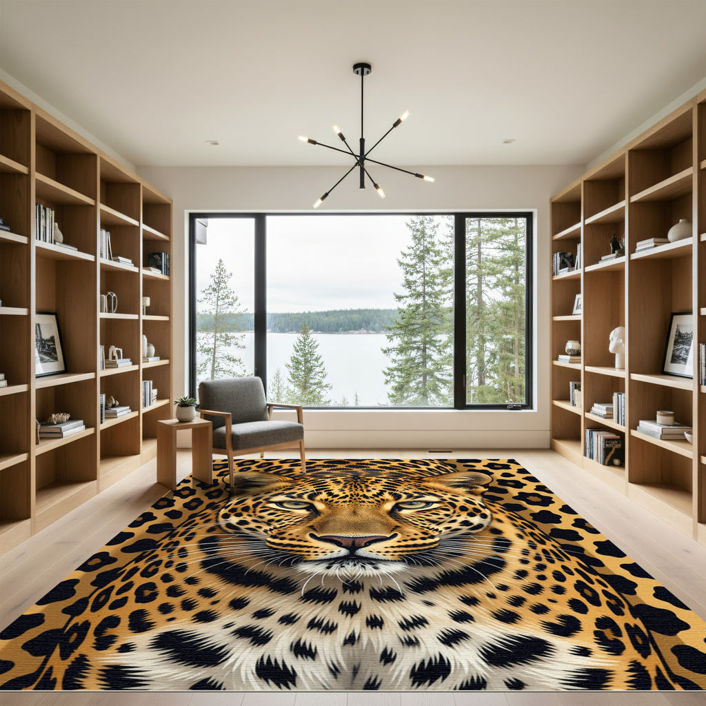 Golden Leopard Spots Exotic Nature Rug