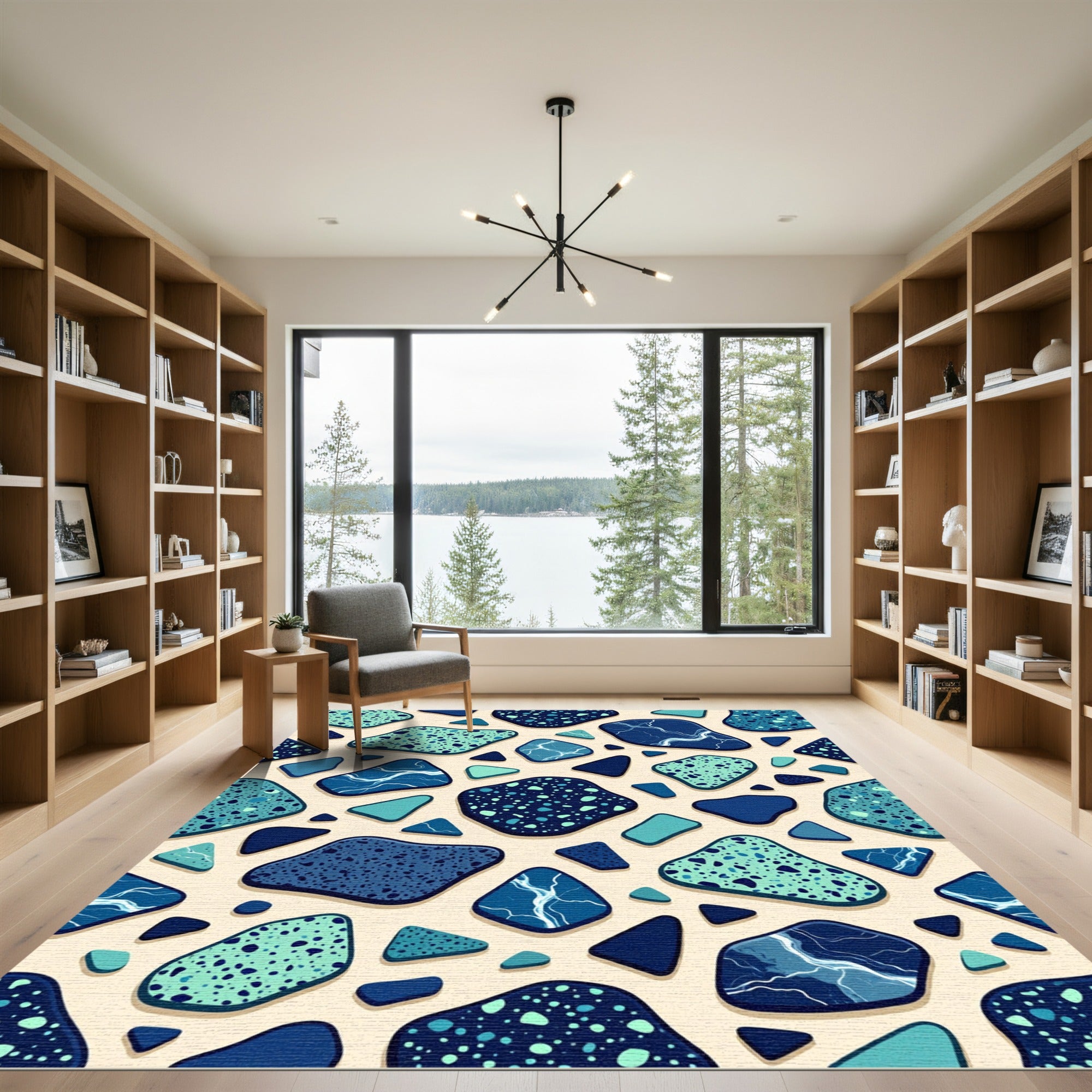 Oceanic Terrazzo Pebble Collage Rug