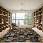 Modern Amber Gray Dimensional Hexagon Rug