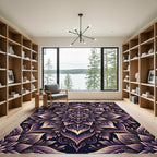 Elegant Deep Purple Floral Mandala Rug