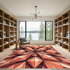 Geometric Terracotta Faceted Crystal Lens Rug