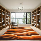 Warm Amber Gradient Ripples Rug
