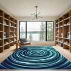 Deep Teal Swirl Abstract Rug