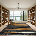 Abstract Earth Tone Woven Stripe Rug