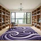 Deep Purple Swirl Ocean Waves Rug