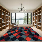 Crimson Blue Diamond Overlap Rug