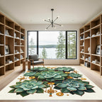 Zen Succulent Leaf and Golden Coin Rug