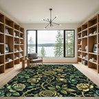 Gothic Sage Gold Rose Vine Rug