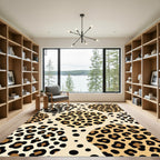 Ochre Speckled Leopard Print Collage Rug